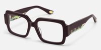 Axis - Large Burgundy Art Deco Glasses | Vooglam Front View