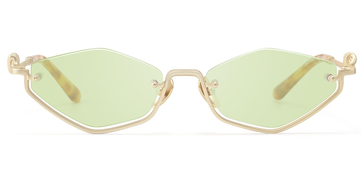 Frame Size of Niseko - Brushed Gold Green Tinted Half Rim Shades | Vooglam