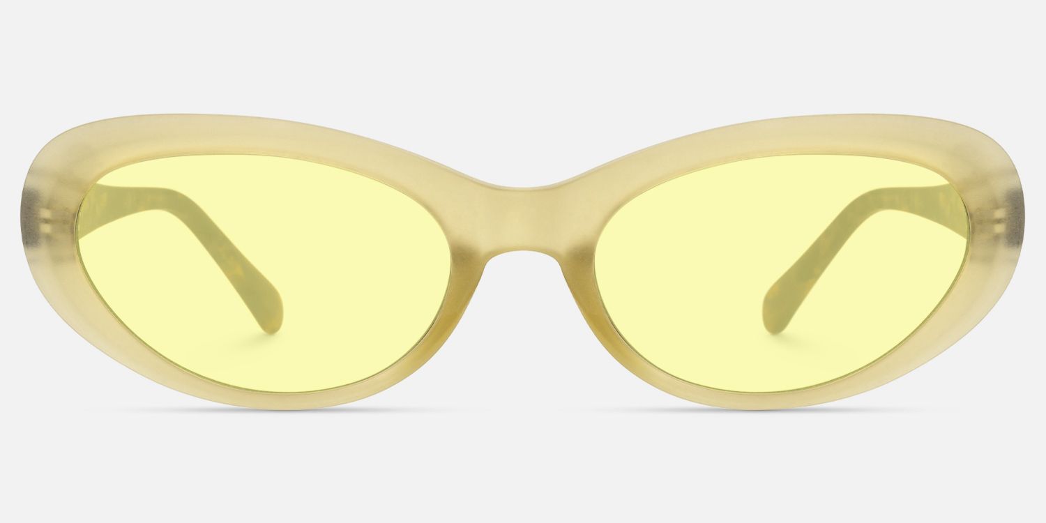 Phantom - Oval Yellow Sunglasses | Vooglam Angle View