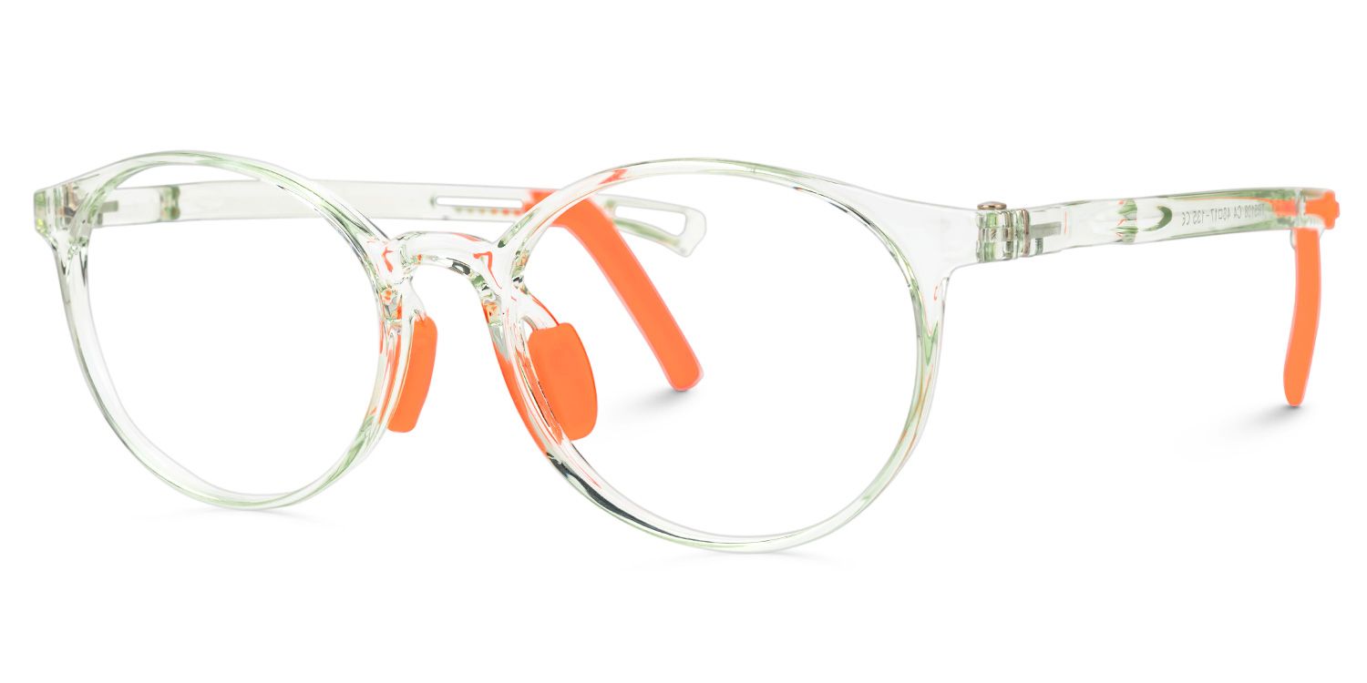 Joshua - Round Green Kids Eyeglasses | Vooglam Front View
