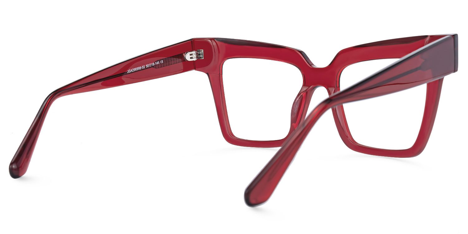 Ibernia - Rectangle Red Eyeglasses | Vooglam Side View