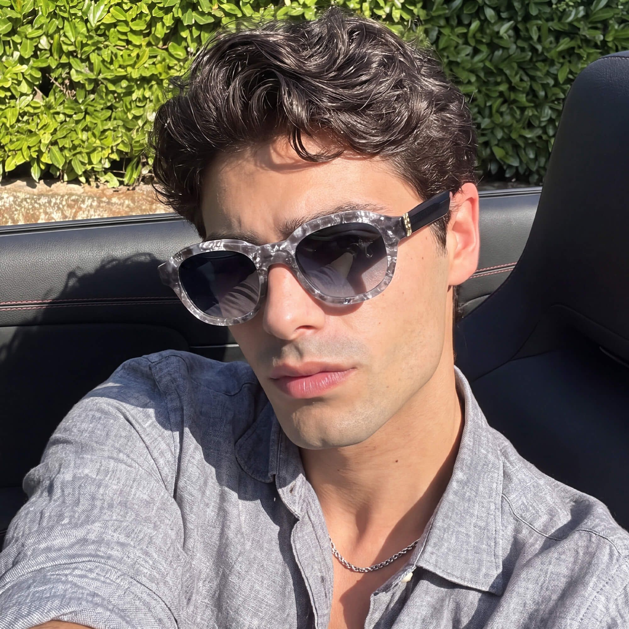 Vooglam Street Style in Real Life: Eerie - Clear Blue Gray Tinted Oversized Shades by Vooglam