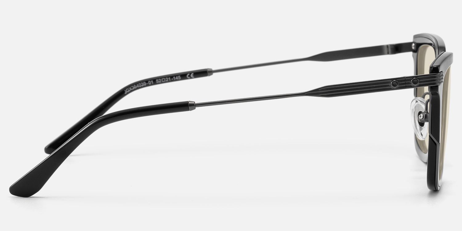 Kassel - Matte Gunmetal Acetate Metal Sunglasses | Vooglam Side View
