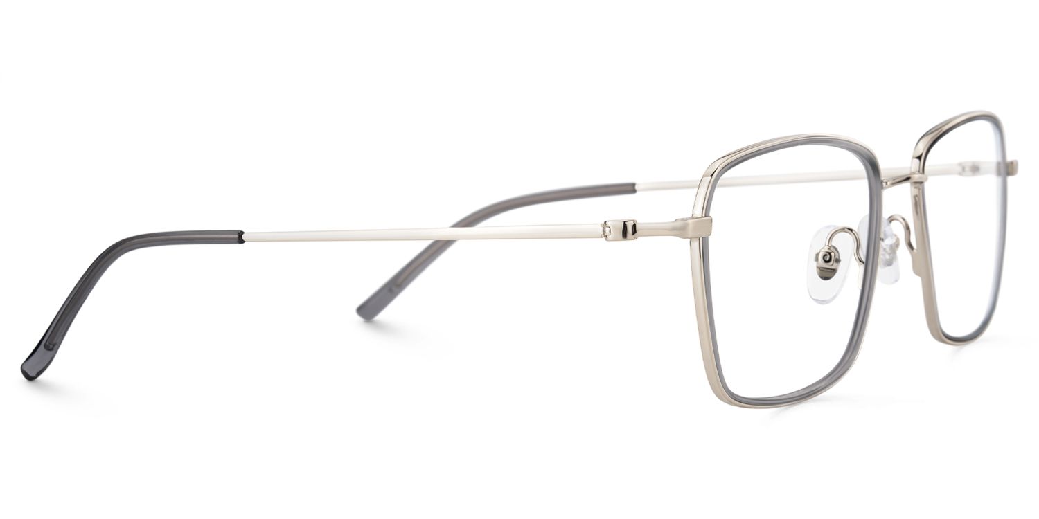 Marlene - Rectangle Grey Eyeglasses | Vooglam 4