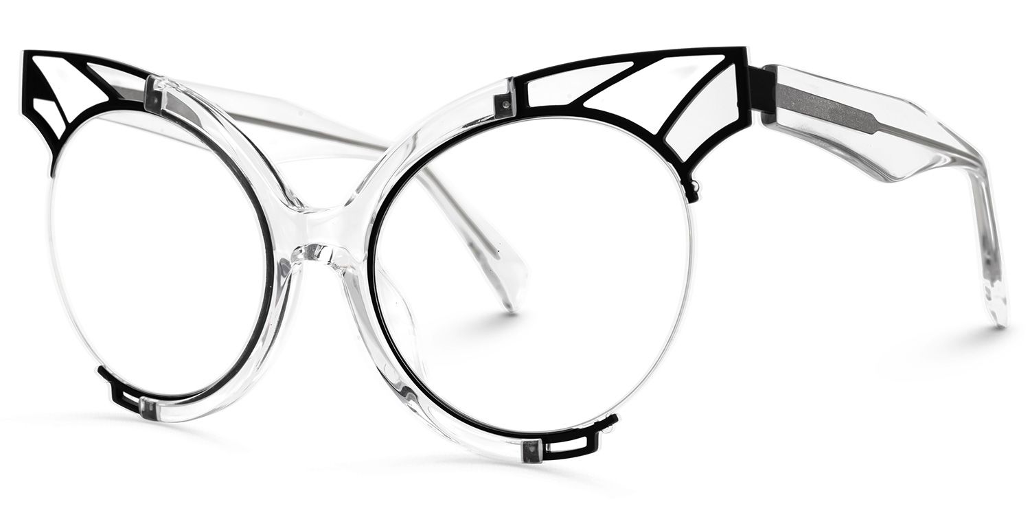 Erika - Round Crystal Eyeglasses | Vooglam Front View