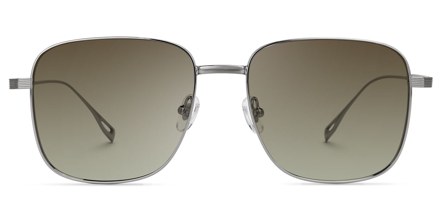 Egas - Square Champagne Prescription Sunglasses by Vooglam - Angle View