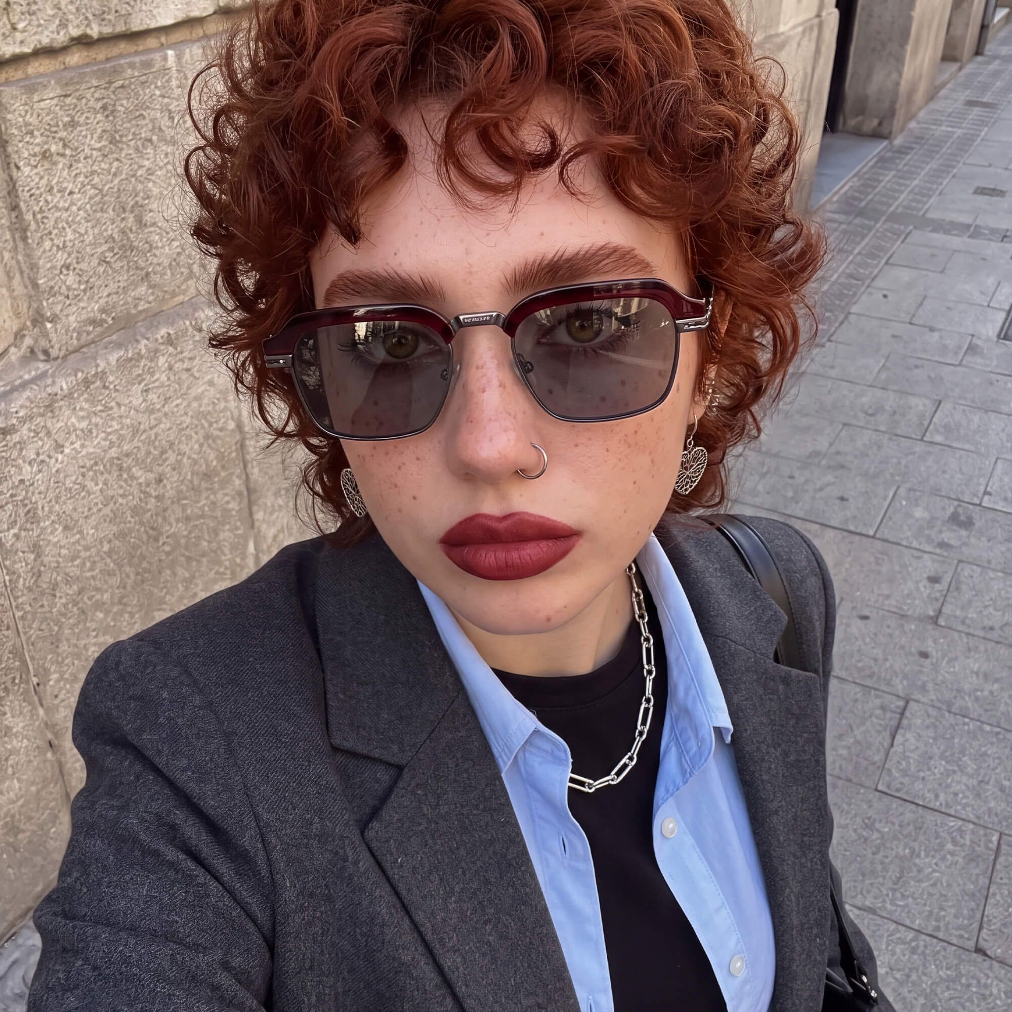 Vooglam Street Style in Real Life: Archive - Dark Gray Razor Blade Sunglasses by Vooglam