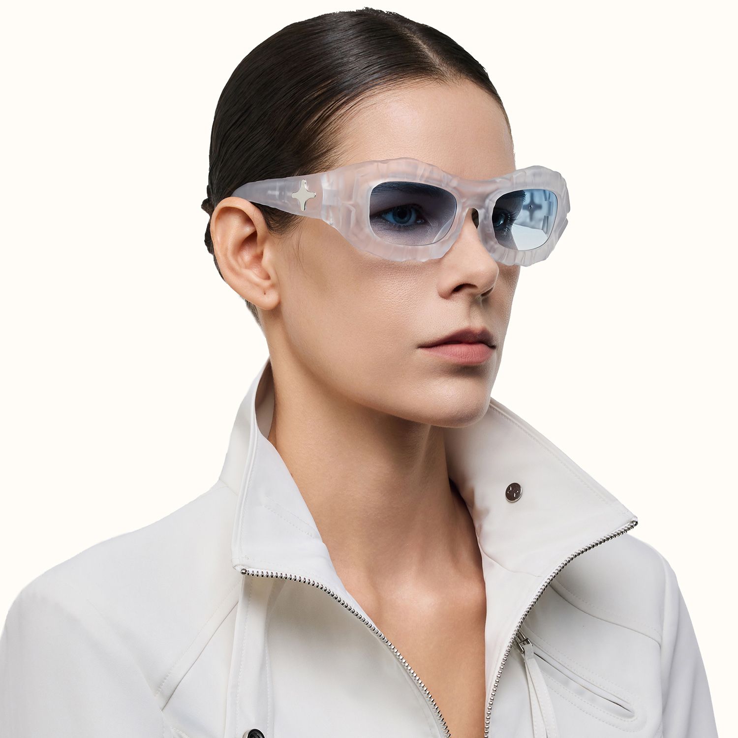 The Geologist - Blue Gradient Marble Sunglasses | Vooglam On Model 3