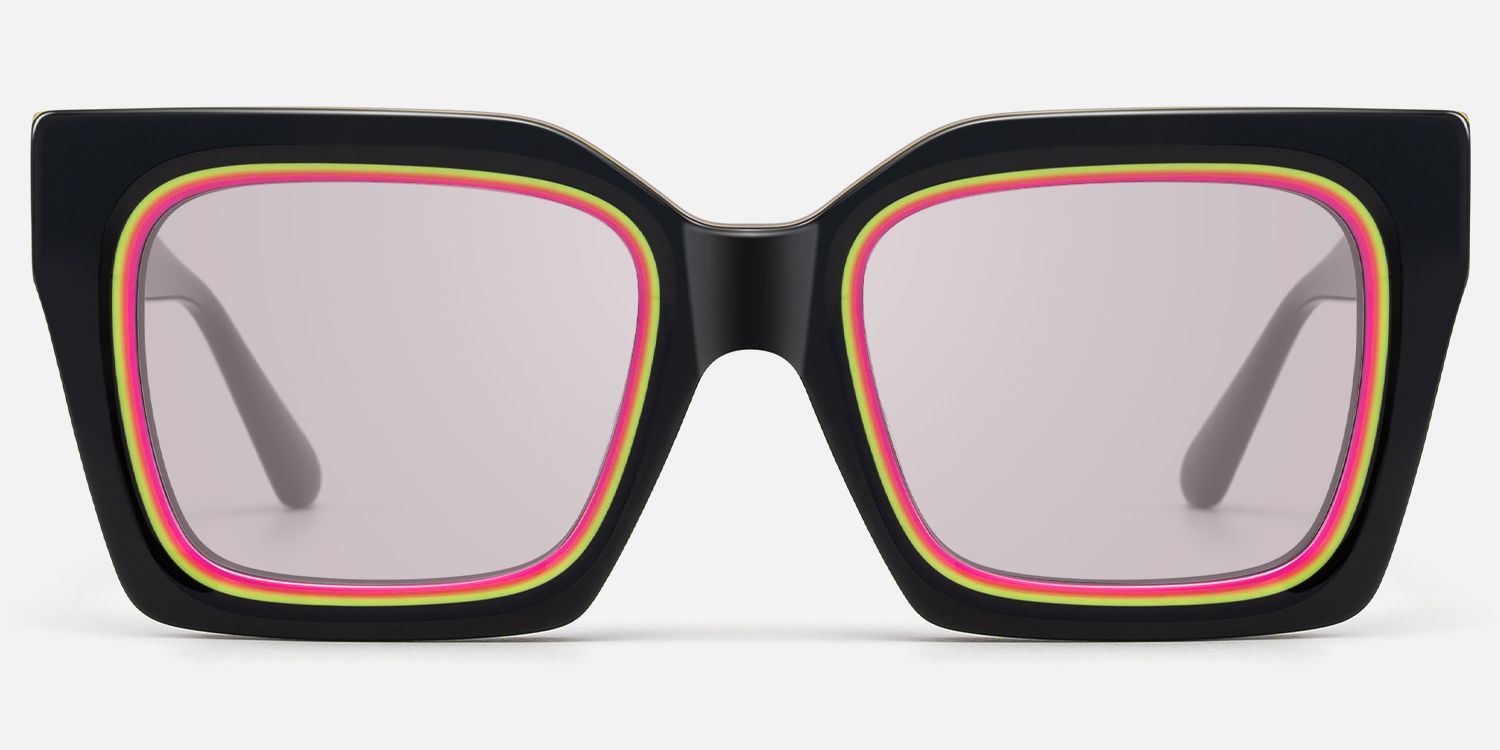 Trance - Black Rave Sunglasses with Square Frame | Vooglam Angle View
