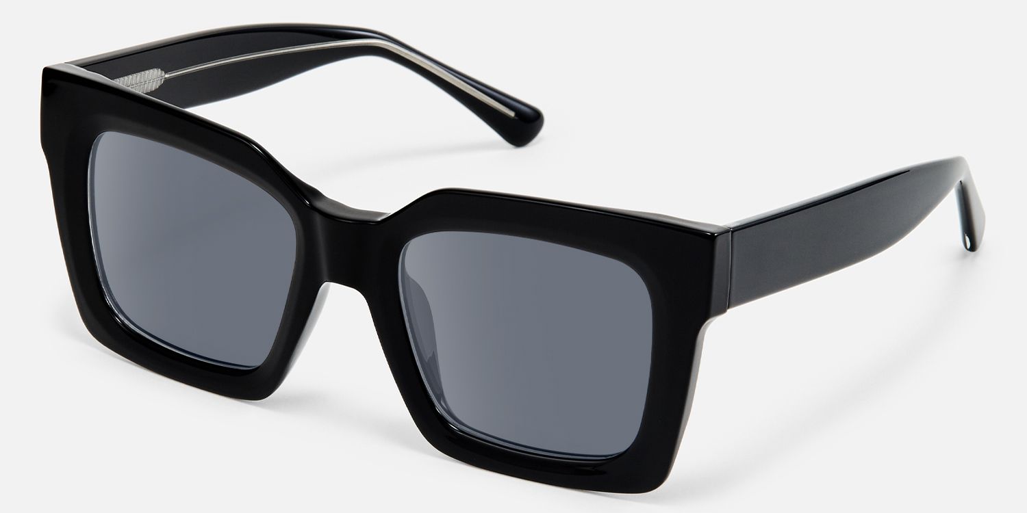 Pacheco - Rectangle Black Sunglasses | Vooglam Front View