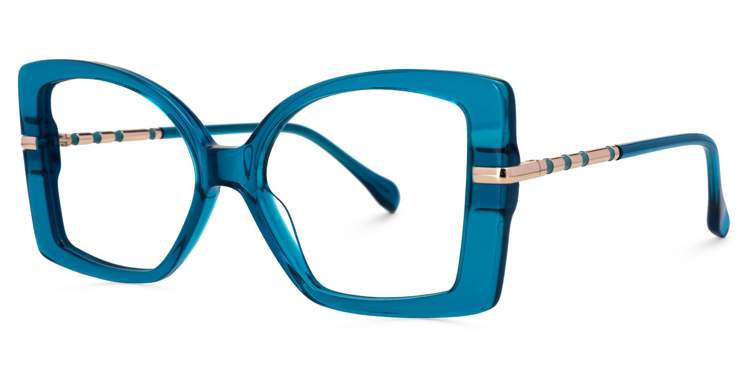 Elwilda - Butterfly Blue Eyeglasses | Vooglam Front View
