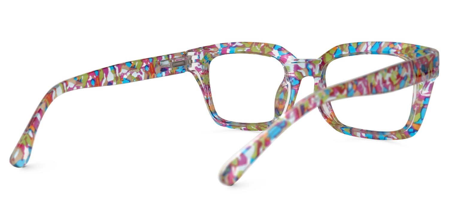Issay - Rectangle Purple/Green Eyeglasses | Vooglam Side View