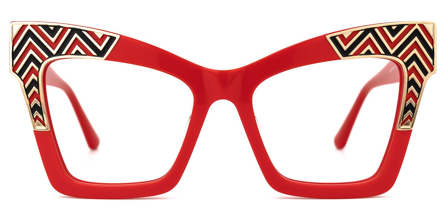 Danilo - Square Red Eyeglasses | Vooglam Angle View