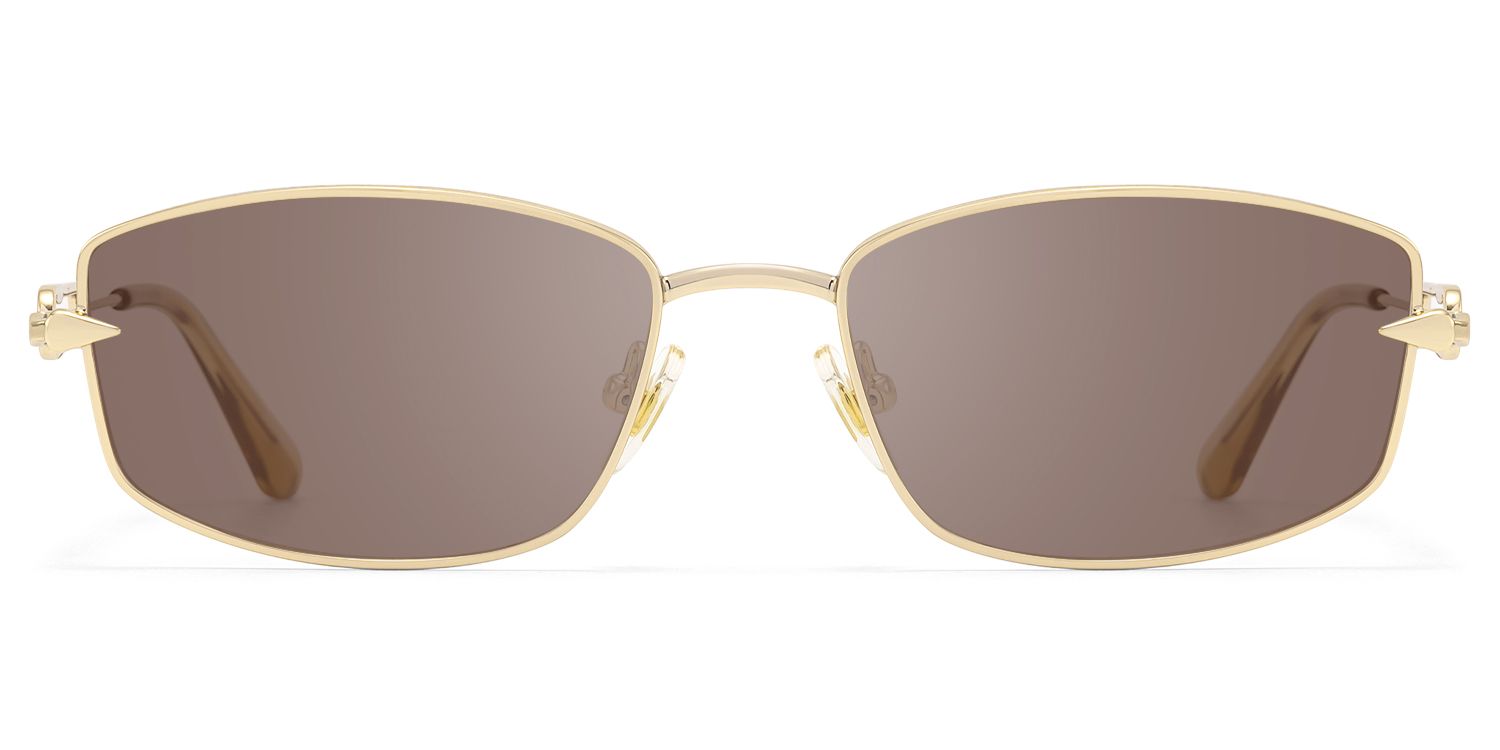 Bladework - Gold Narrow Brown Sunglasses | Vooglam Product Details 1