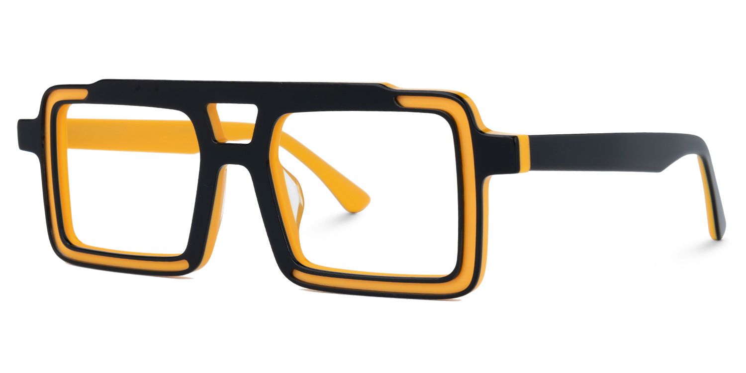 Elkanah - Aviator Black/Yellow Eyeglasses | Vooglam Front View