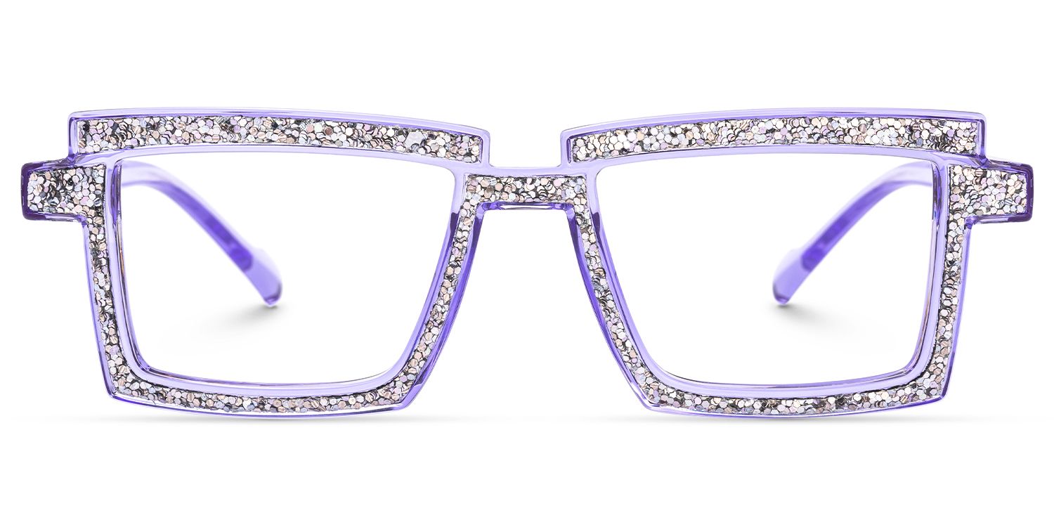 Pandeia - Rectangle Purple Eyeglasses by Vooglam - Angle View
