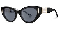 Sadah - Retro Black Cat-Eye Sunglasses Houndstooth Arms - 2