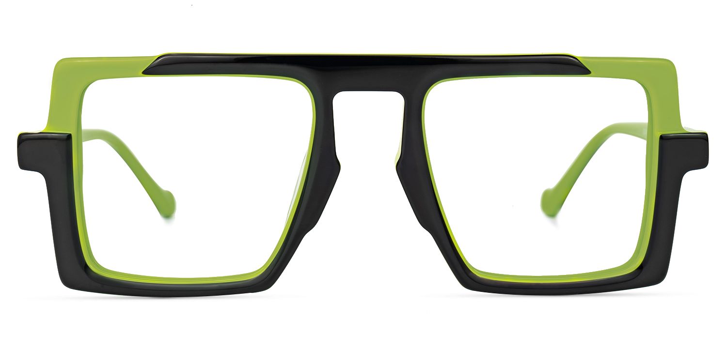 Ilene - Aviator Black/Green Eyeglasses | Vooglam Angle View
