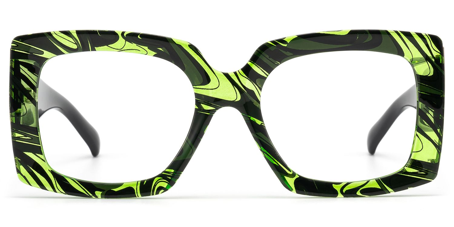 Frame Size of Borislav - Rectangle Green/Pattern Eyeglasses | Vooglam