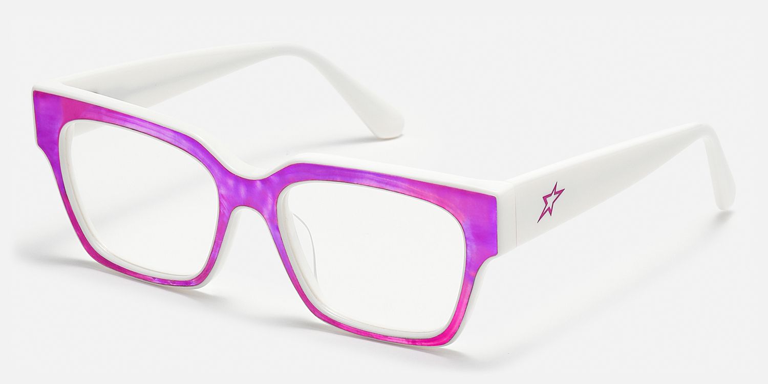 Qacha - Square Purple Eyeglasses | Vooglam Front View