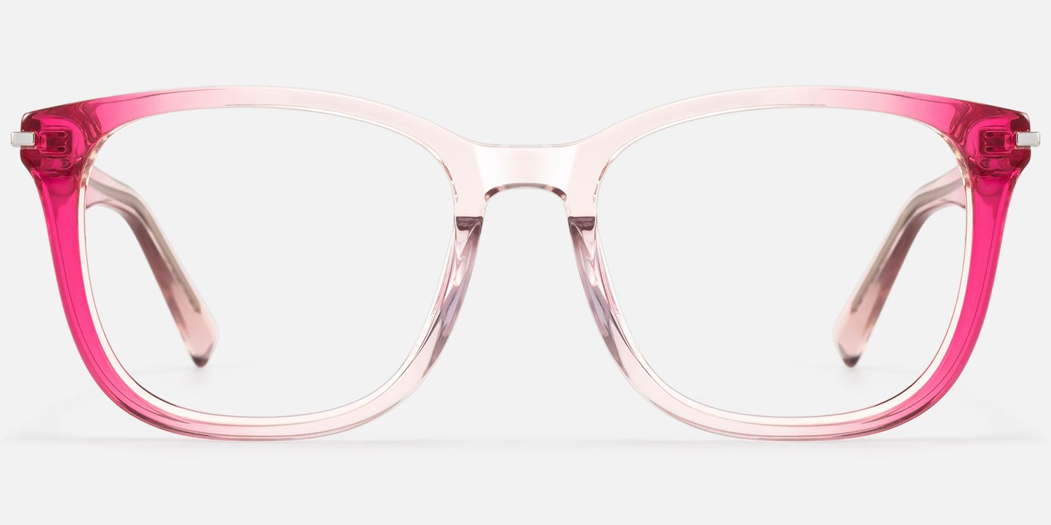 Holo - Square Pink Eyeglasses | Vooglam Angle View