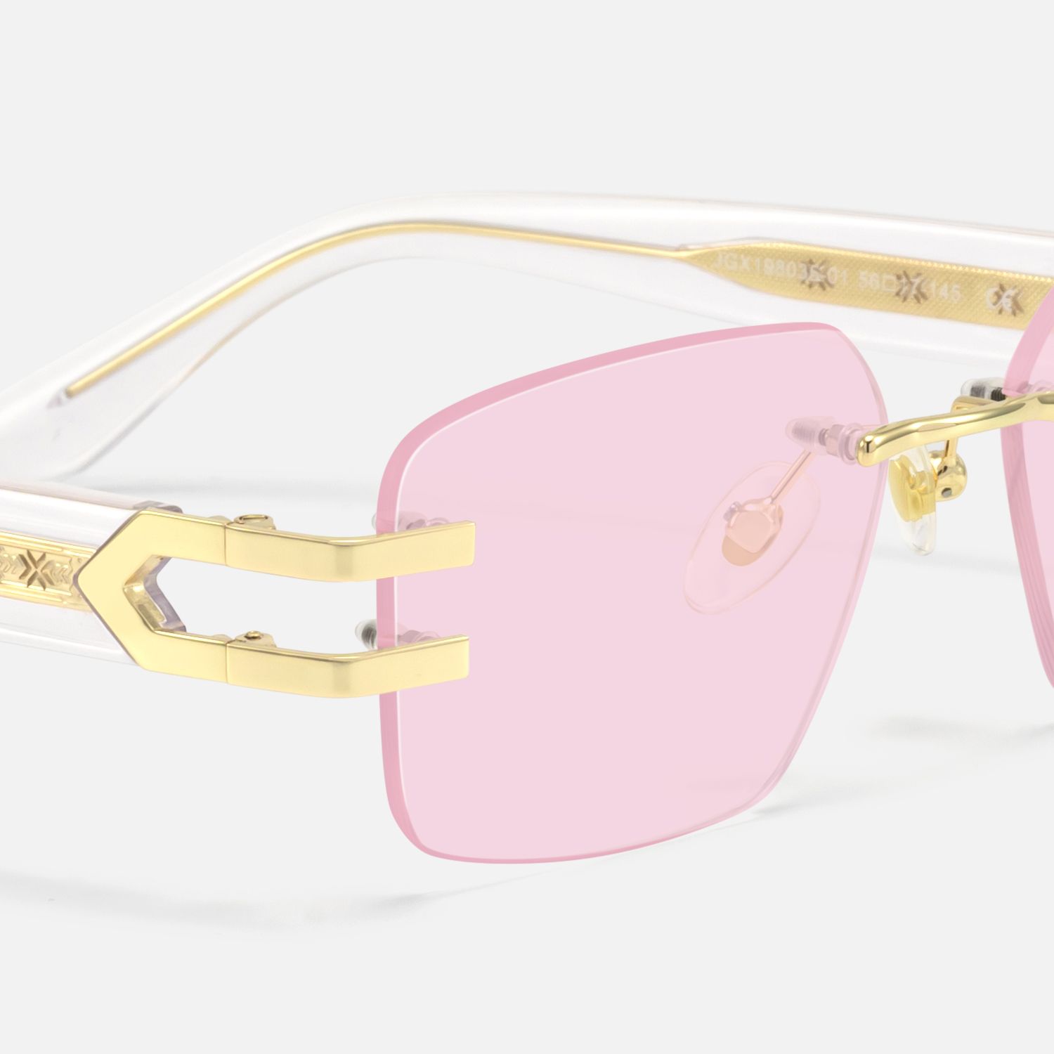Aurum - Light Pink Rimless Sunglasses | Vooglam Design Details