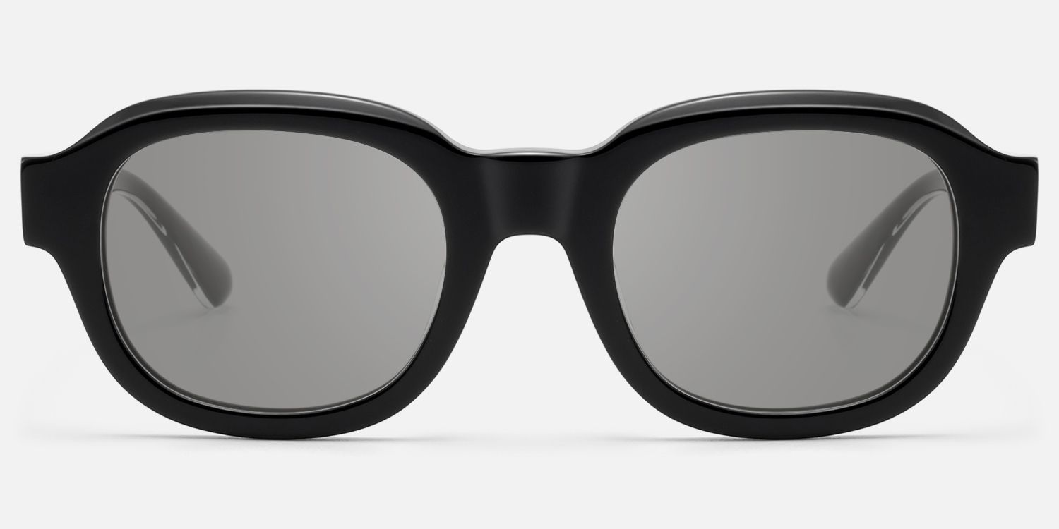 Eerie - Shiny Black Gray Tinted Diamond Sunnies | Vooglam Angle View