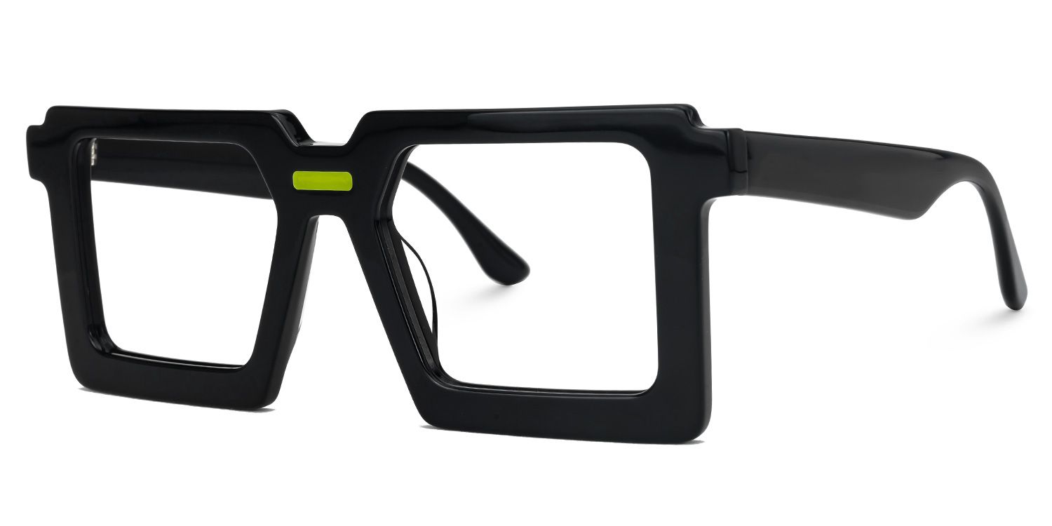 Ekavali - Square Black Eyeglasses by Vooglam - Front View