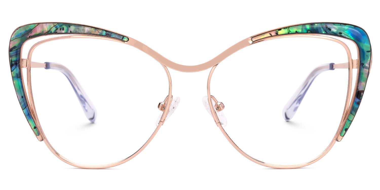 Jachin - Cat Eye Green Eyeglasses | Vooglam Angle View