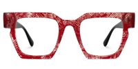 Ekanta - Square Red Eyeglasses | Vooglam Angle View