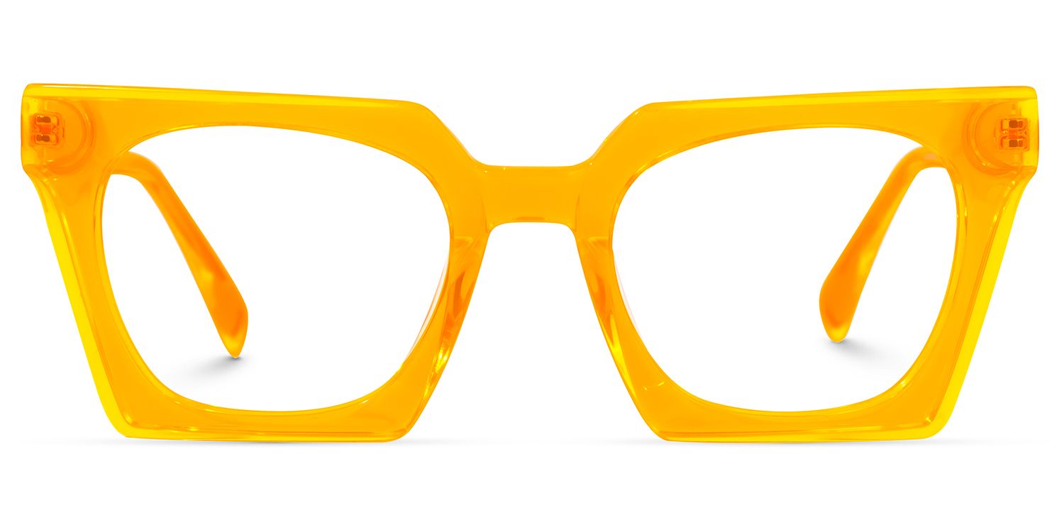 Karissa - Rectangle Orange Eyeglasses | Vooglam Angle View
