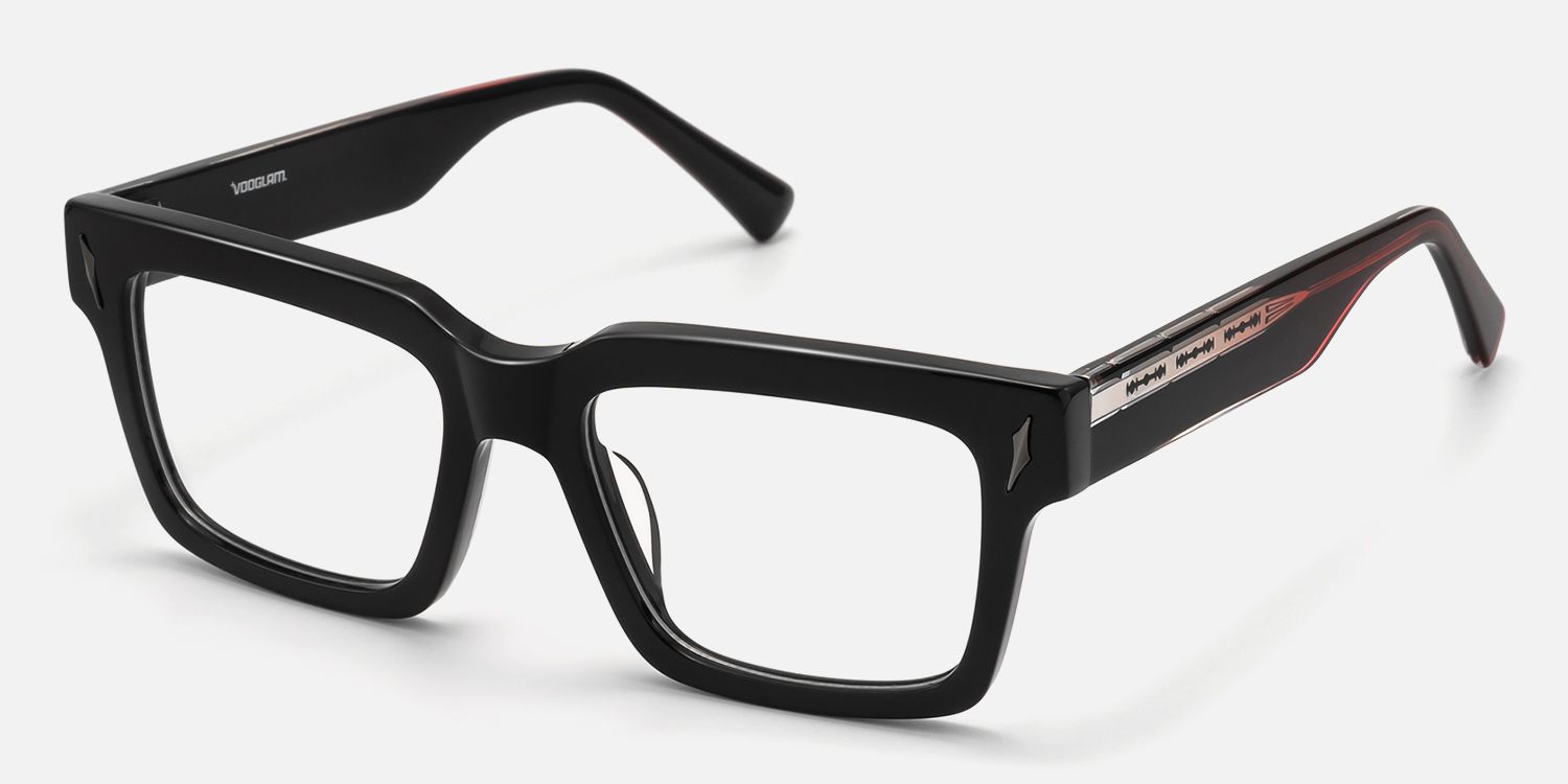 Razor - Rectangle Black Eyeglasses | Vooglam Front View