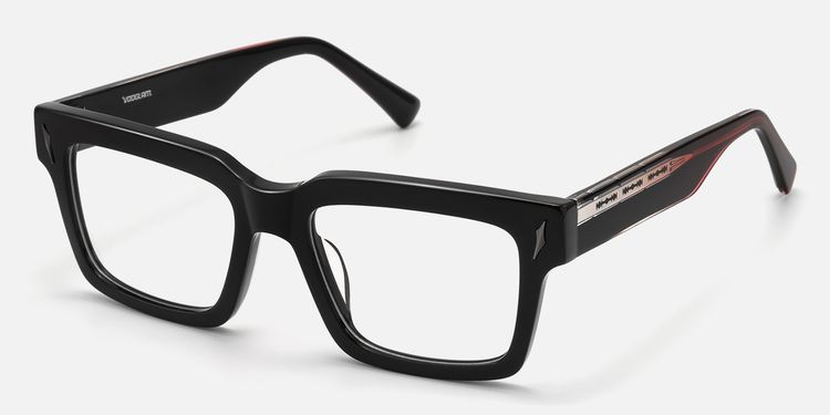 Razor - Thick Acetate Black Glasses by Vooglam