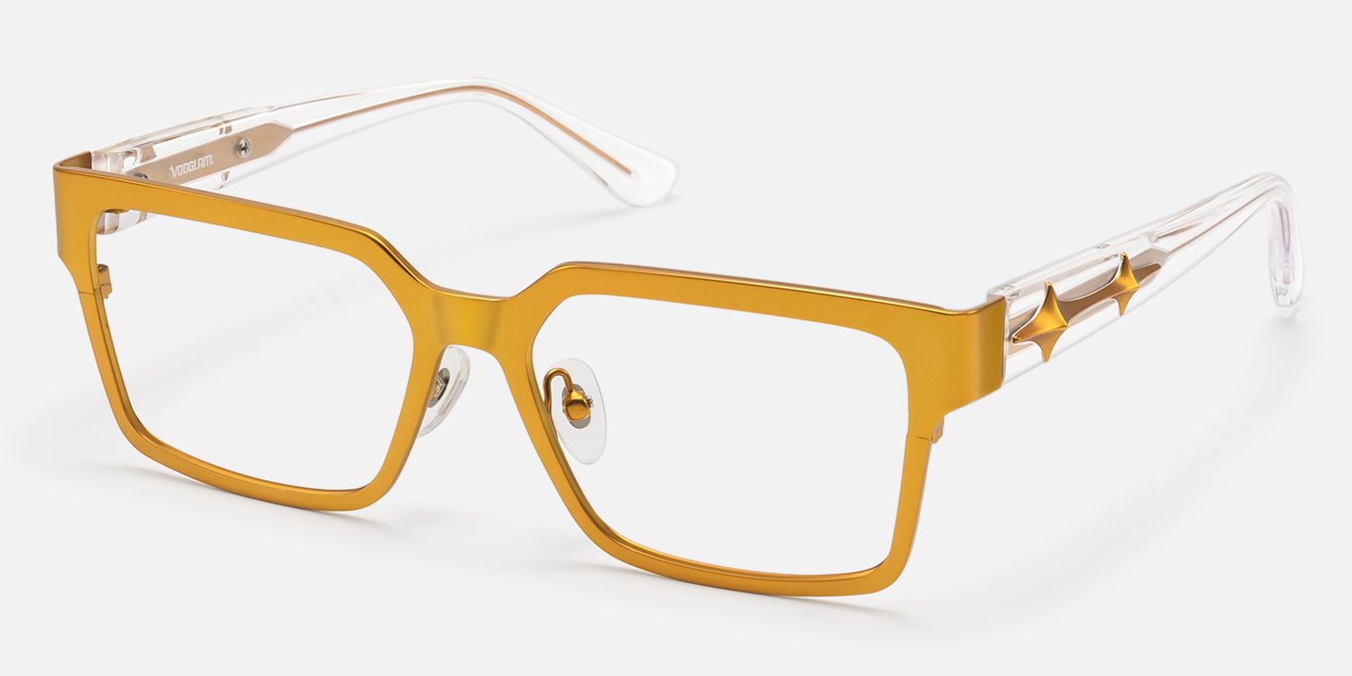 Vector - Matte Orange Cyber Metal Star Glasses by Vooglam - Front View