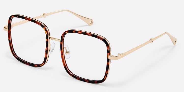 Jace - Retro Tortoise Shell Glasses Gold Temples | Vooglam display picture 1