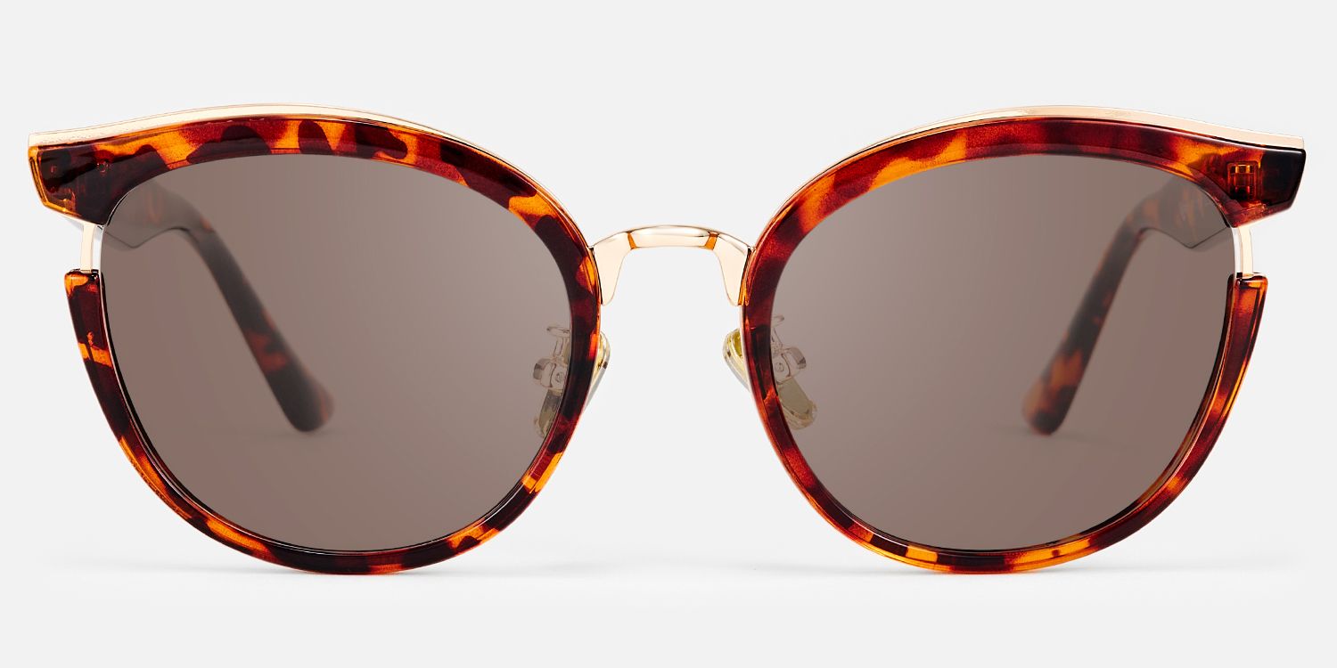 Retro - Round Cat Eye Tortoise Shell Sunglasses | Vooglam Angle View