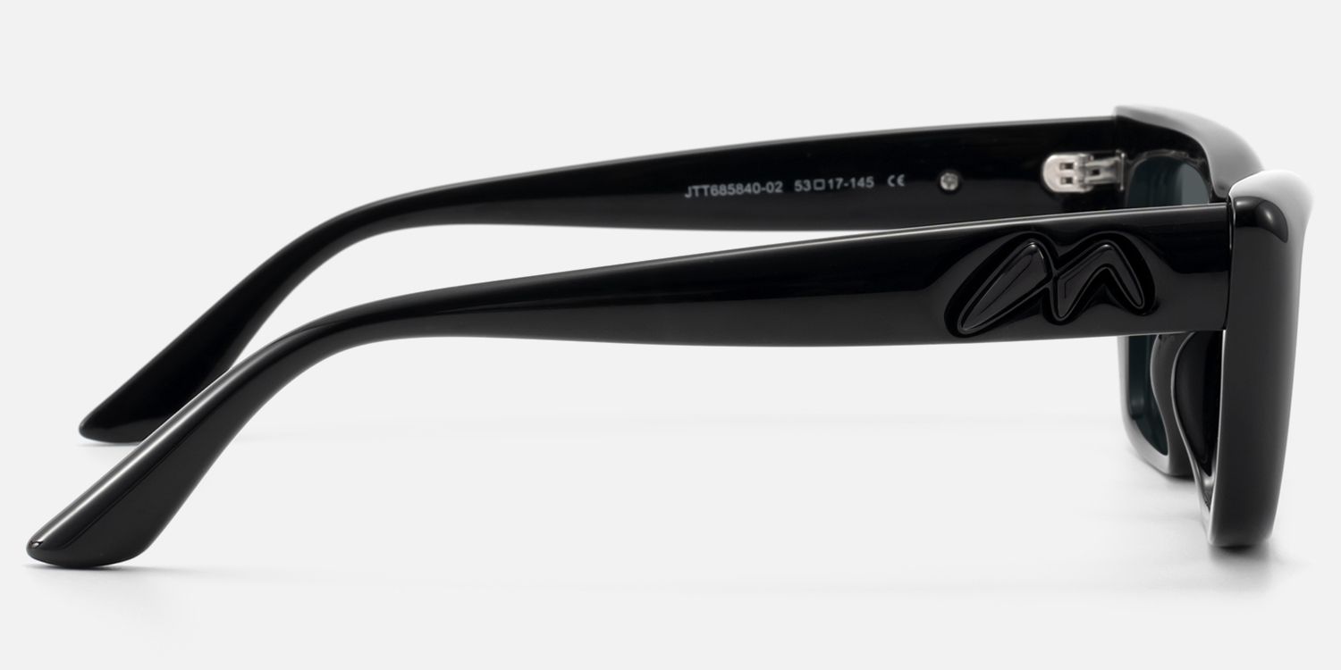 Meguro - Black Inflated Cat-Eye Tinted Sunglasses | Vooglam Side View