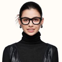 Stud - Rectangle Black Eyeglasses | Vooglam On Model 1