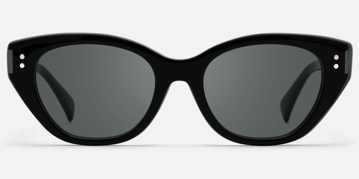 Cicely - Black Cat Eye Sunglasses | Vooglam Front View