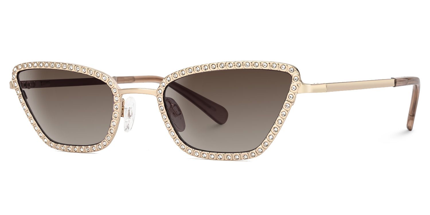 Farrell - Cat Eye Gold Prescription Sunglasses | Vooglam Front View