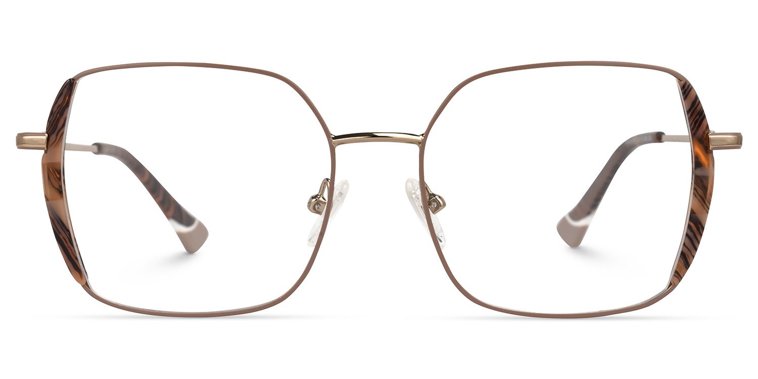 Edimeia - Square Brown Eyeglasses | Vooglam Angle View