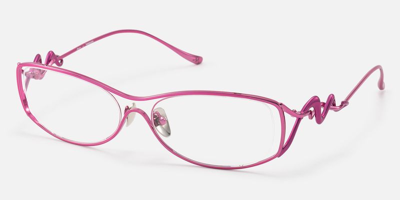 Okinawa - Pink Metal Hollow Design Oval Glasses | Vooglam