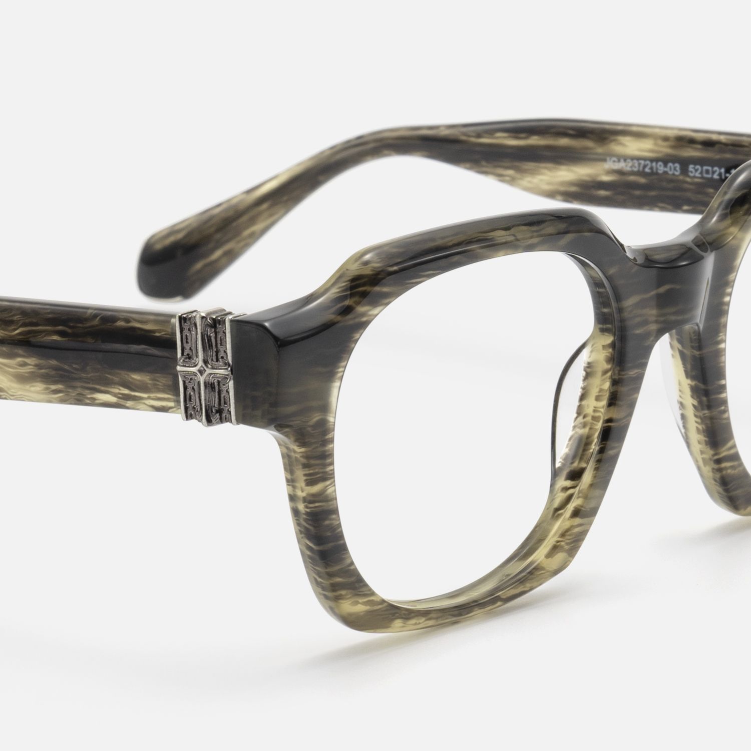 Vernon - Raw Texture Clear Brown Horn Glasses | Vooglam Design Details