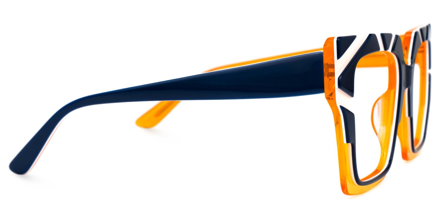 Darius - Square Blue/Orange Eyeglasses | Vooglam 4
