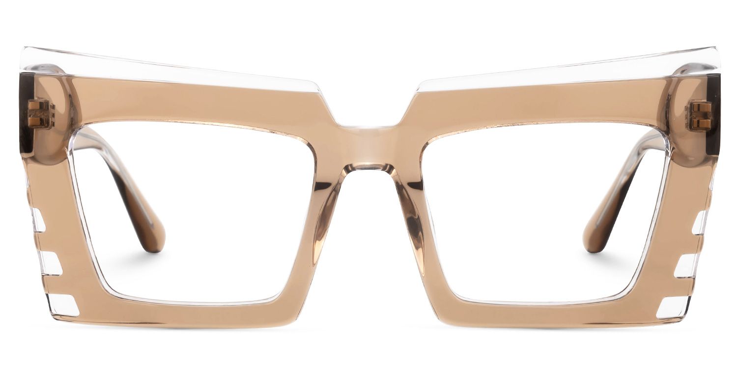 Faylinn - Rectangle Champagne Eyeglasses | Vooglam Angle View