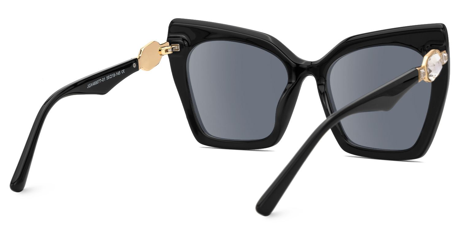 Feliciana - Cat Eye Black Sunglasses | Vooglam Side View