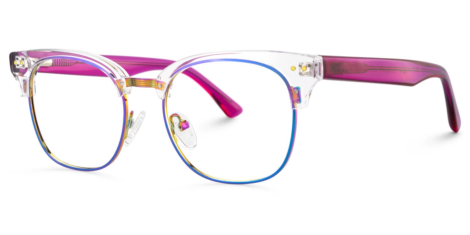 Pascale - Browline Purple Eyeglasses | Vooglam Front View