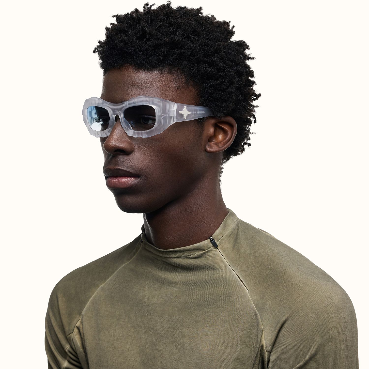 The Geologist - Blue Gradient Marble Sunglasses | Vooglam On Model 4