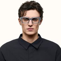 The Programmer - Rectangle Silver Eyeglasses | Vooglam On Model 2