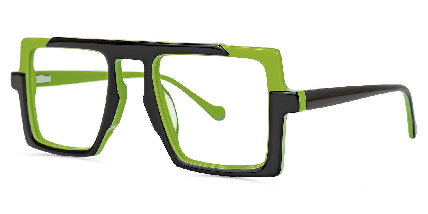 Ilene - Aviator Black/Green Eyeglasses | Vooglam Front View